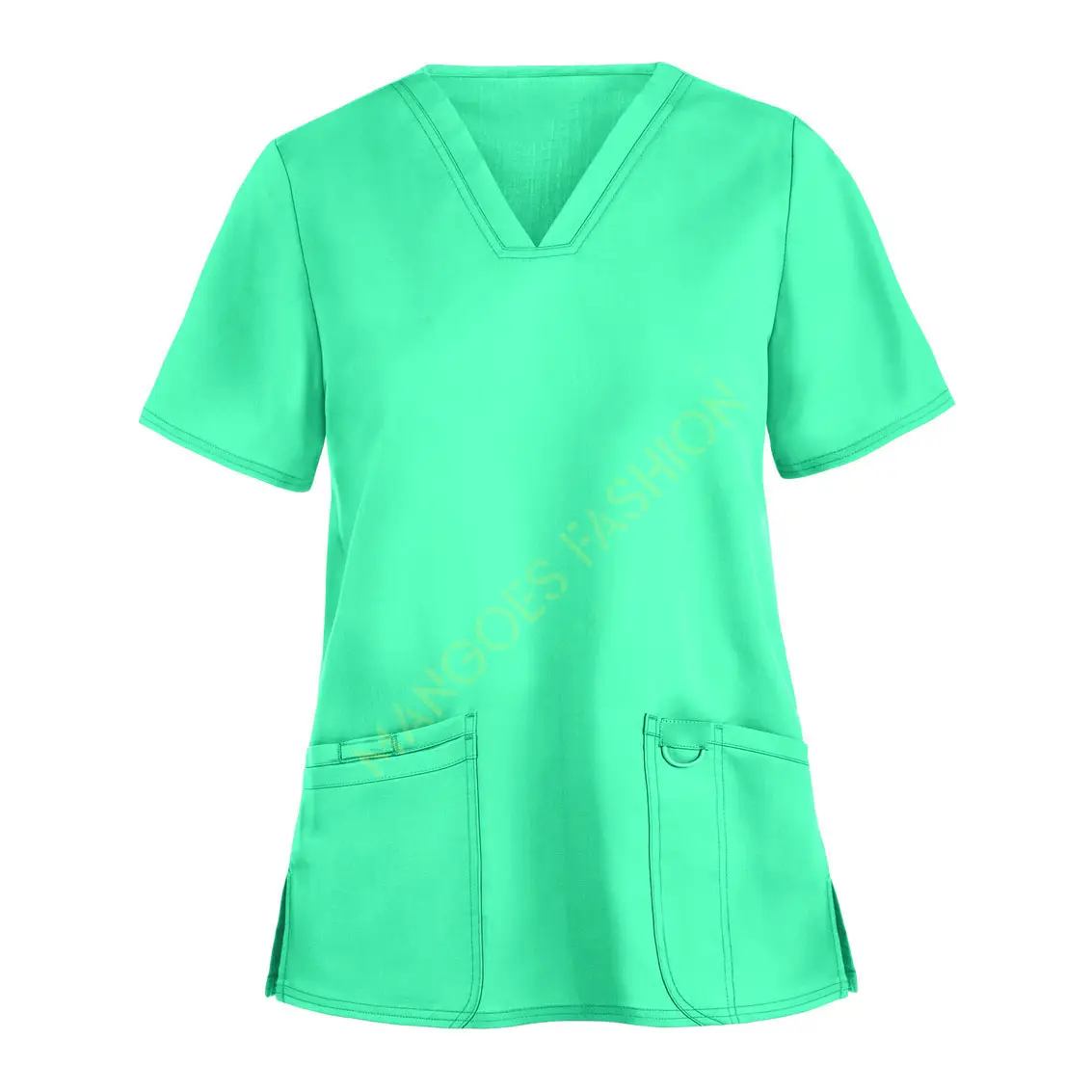 간호복 및 전문가를 위한 여성용 3 포켓 스트레치 V-넥 스크럽 상단 수입 품질 의료 스크럽 착용 건강 관리