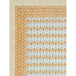 BLOCKS of INDIA Natural Hand Block Print King Size Cotton Bedsheet with Brown Leaf Includes Fitted &amp; Flat <strong>Sheets</strong> - Product Image 4