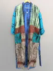 Belle Robe Sari en Soie Tie Dye à la Main Kimono Vintage Indien Robe d'été Robe de chambre nuptiale