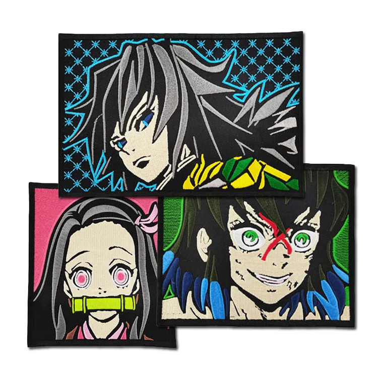 Anime cartone animato patch ricamo toppe all'ingrosso marchio personalizzato ferro su ricamo su misura tessuto sostenibile gratis in magazzino