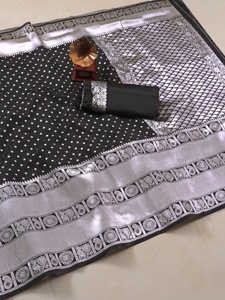 Newly Launched Soft Silk <strong>Sari</strong> with Weaving Silver Jeri and Rich Pallu with Beautiful Border Collection Women's - Product Image 6