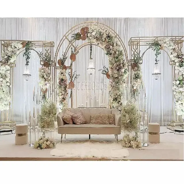 Arcos de Metal de decoración de escenario para eventos, arcos de Metal para decoración de escenario de boda, fiesta de recepción de boda, estilo occidental