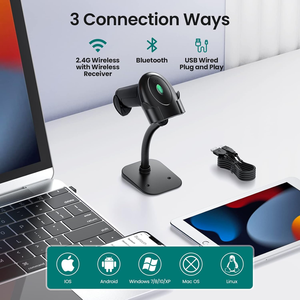 Escáner de código de barras 2D de 2,4 Ghz RF inalámbrico + Bluetooth + lector de código QR USB tipo C de carga de alta calidad con soporte - Product Image 2