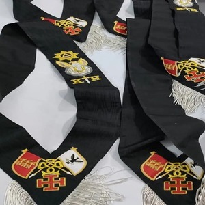 Ornate Masonic <strong>Officer</strong> <strong>Sash</strong> with Distinctive Embroidery Hand Made <strong>Sashes</strong> Embroidered Badges - Product Image 4