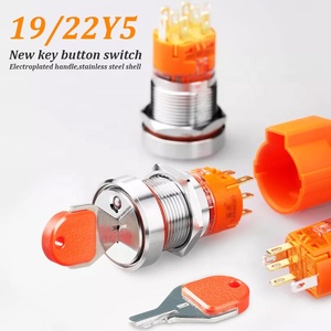 19/22mm IP65 impermeabile autobloccante 1 no1nc/2 no2nc con illuminazione a LED chiave in metallo interruttore a pulsante rotante - Product Image 6