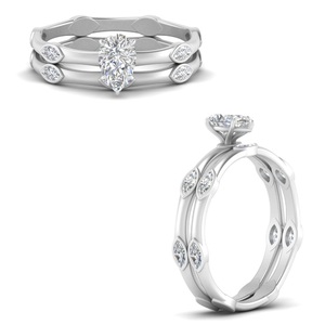 2.50 TCW Moissaniteダイヤモンドアニバーサリーリング梨 & マーキスカットプロングセッティング925スターリングシルバー女性用 - Product Image 4