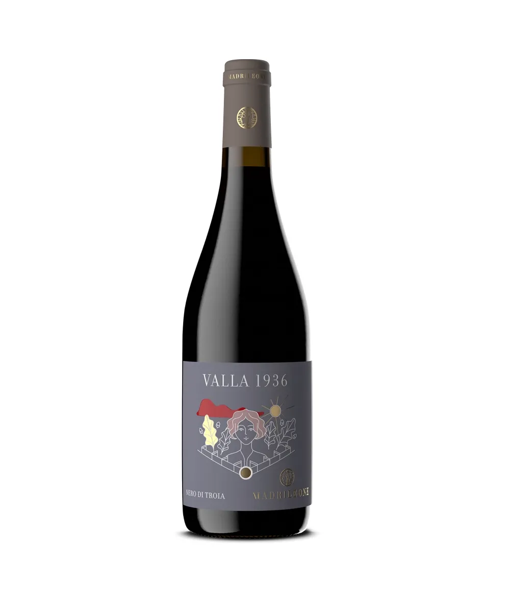 Vino rosso italiano IGP nero di Troia Valla 1936 made in Italy da Puglia vini di alta qualità in bottiglie di vetro