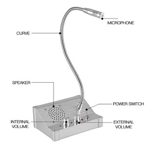 Altavoz contador de interferencia bidireccional inalámbrico de plata de 12V Dayetch, sistema de intercomunicación de ventana con cable y funcionalidad Walkie Talkie