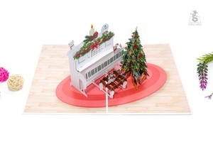 Kiricard 3D Xmas cây và đàn piano thẻ Pop Up thiệp chúc mừng Việt Nam thiết kế mới handmade thẻ cho Giáng sinh Thủ công mỹ nghệ - Product Image 3