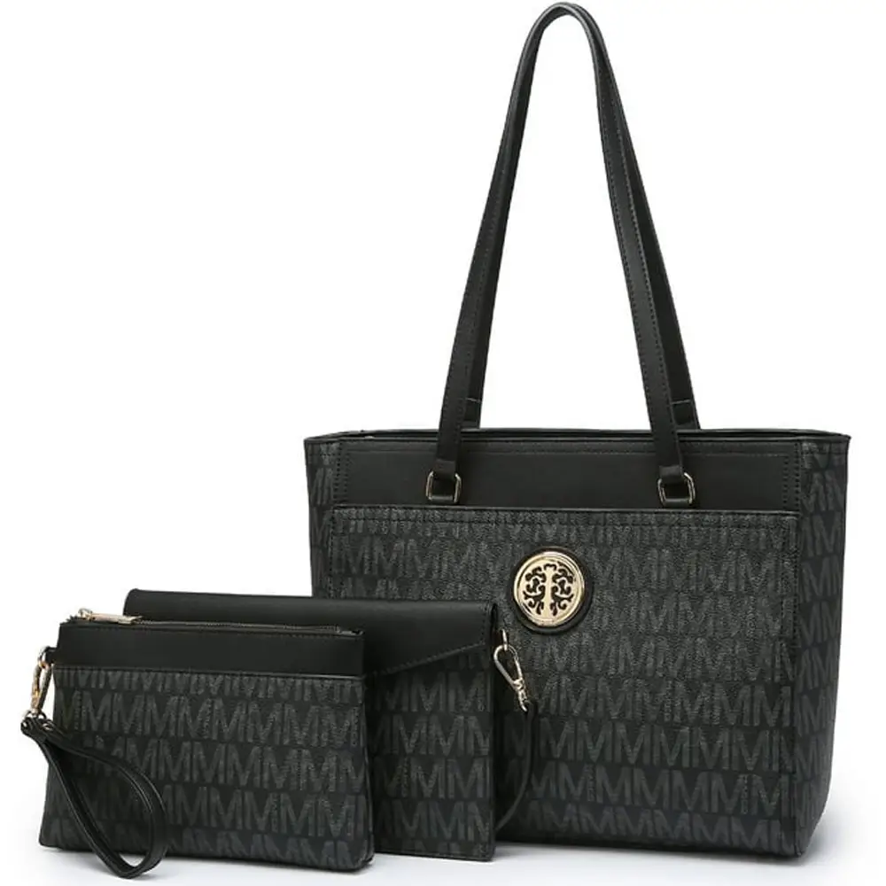 SA Women Large Shoulder Handbags 3 Piece Satchel Purse Wallet Set PU Leather Travel Work Tote Bag 2024