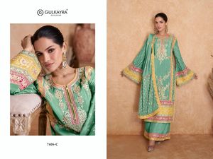 アントラライフスタイルレディースパーティーウェアSalwar Kameezヘビーチノン刺繍シーケンスとコーディングワーク - Product Image 6