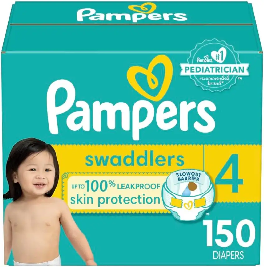 Precios asequibles Pañales originales Pampers Swaddlers-Tamaño 4, 150 unidades, pañales desechables ultrasuaves para bebés