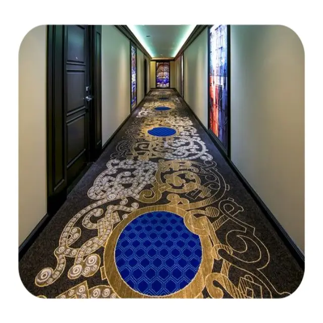 Alfombra DE BODA Guangzhou, Color dorado, patrón Floral, Hotel, banquete, redondo, nailon, alfombra impresa, alfombra de pared a pared, pila mediana