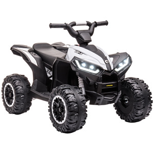 HOMCOMクワッド3〜5歳の子供用電気12V、2スピード、ワイドホイールサスペンションとLEDヘッドライト付き、ホワイト - Product Image 1