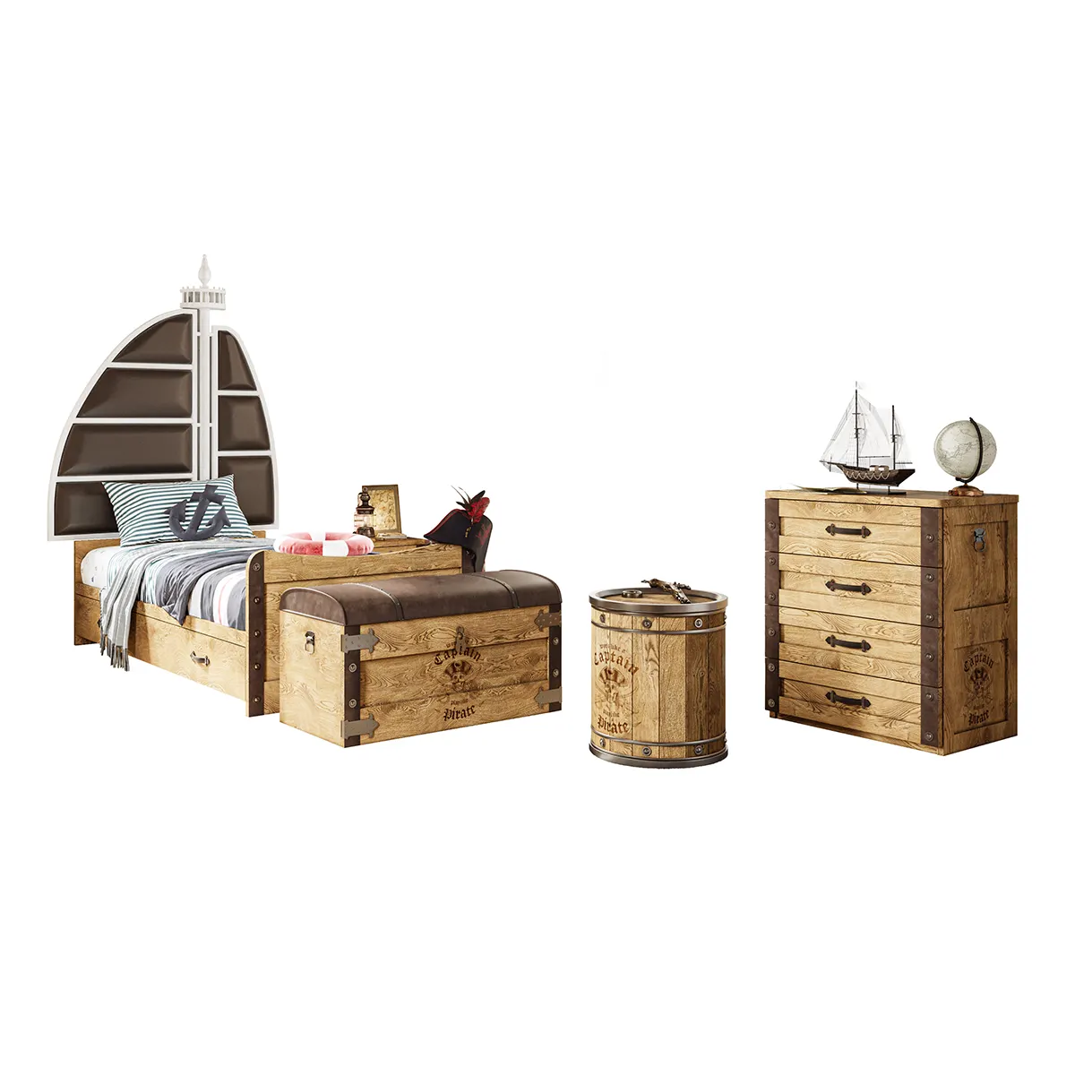 Best Italian Product Luxury Original Italian Wood Sleep Fantasy Play Pirates Bedroom For Adventurous Kids