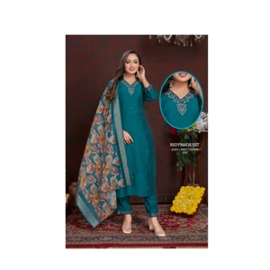 Son tasarım el işi ve Khatali iş rahat elbise kadın <span class=keywords><strong>Kurti</strong></span> pantolon ve Dupatta uygun fiyata mevcut - Product Image 1