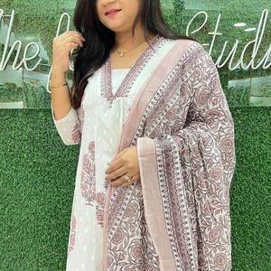 Bayanlar için orijinal kalite parti giyim Kurti seti ile Dupatta tam Set pamuk Kurtis ile el bloğu baskılı Salwar Kameez - Product Image 3