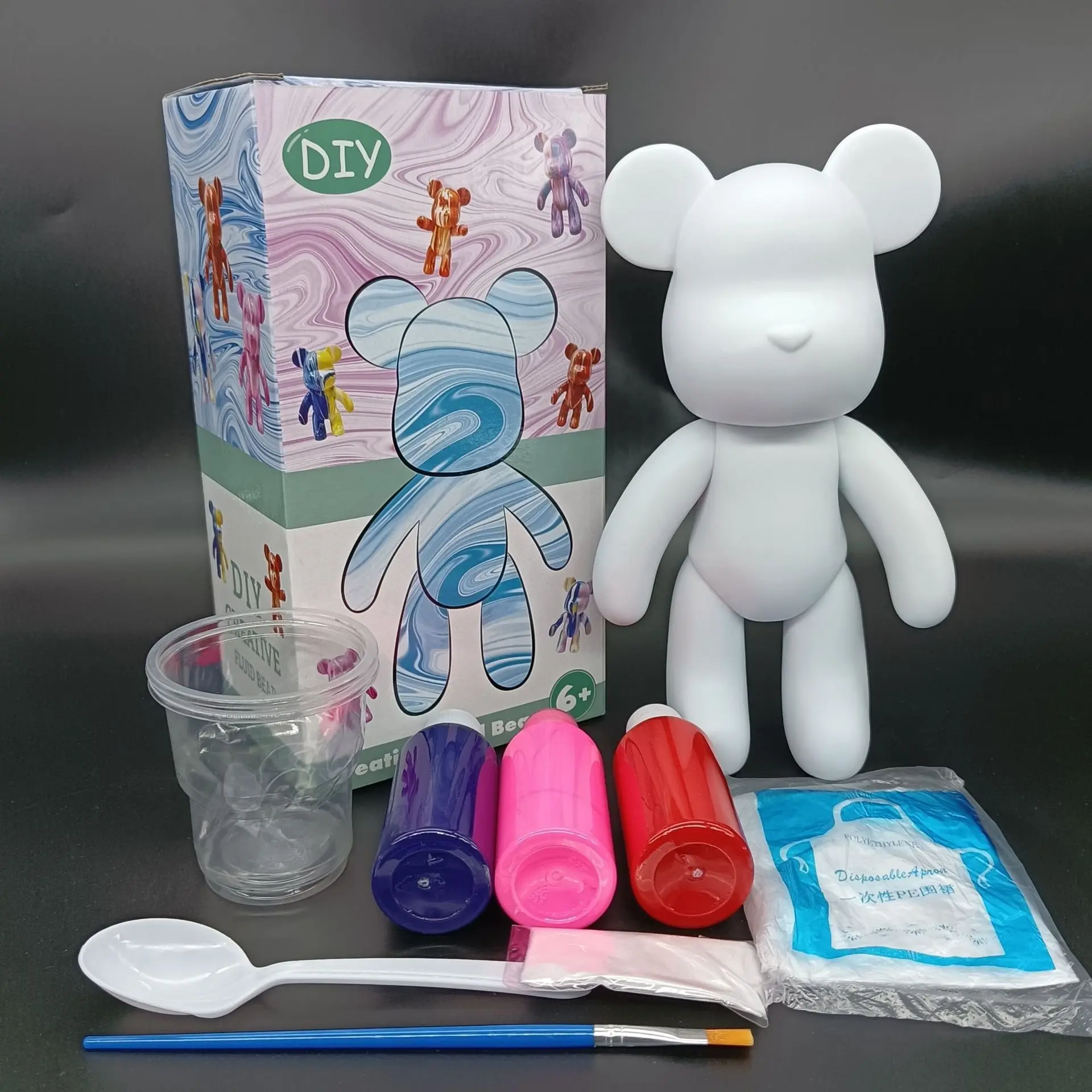 Moins cher fourmi mignon bricolage fluide ours bearbrick 1000% figurine de brique blanche pour fluide verser la peinture