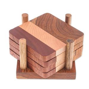 מפואר Acacia עץ חומר וידידותית לסביבה תכונה עץ ספל coaster עץ שולחן חום מחצלות עם בעל