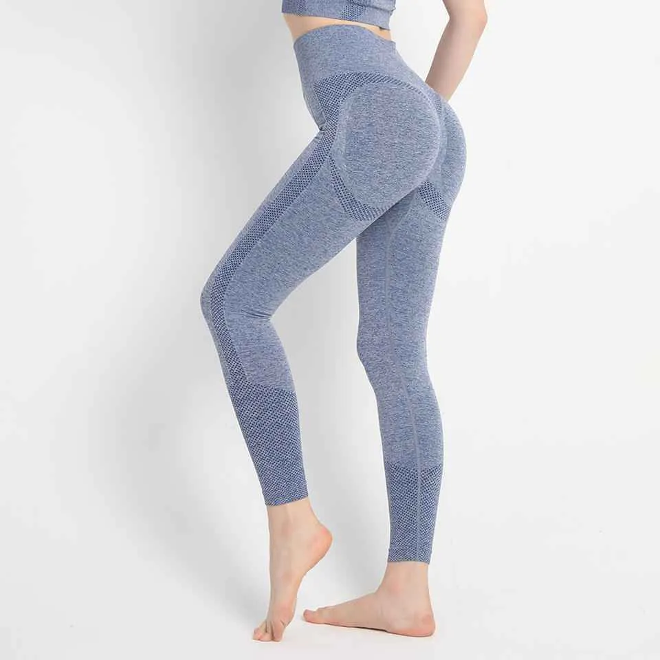 Venta al por mayor de pantalones de Yoga Sexy Leggings Girls Gym Seamless Yoga Pants Push up Fitness Cintura Active Wear Trainer Leggings para las mujeres