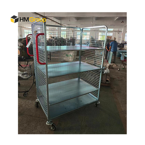 Customized <strong>3</strong> Side Metal Steel Order Multi-layer Warehouse Order Picking <strong>Trolleys</strong> with Steps - Product Image 2