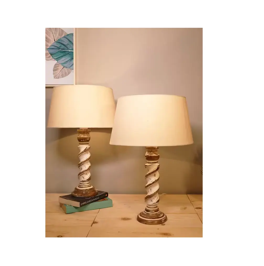 Lampada in legno decorazioni per la casa Vintage moderna e lettura e sala studio lato letto lampada da tavolo a Led per base di design intagliato