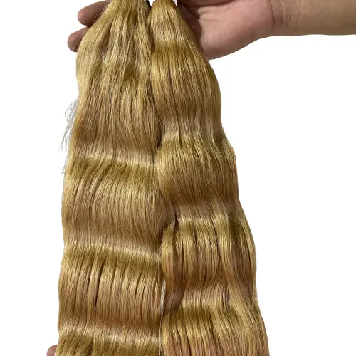 Extensión de cabello humano ondulado para mujer, accesorio de cabello humano ondulado, doble estiramiento, indio, ondulado, Color rubio, ruso, 613 a granel