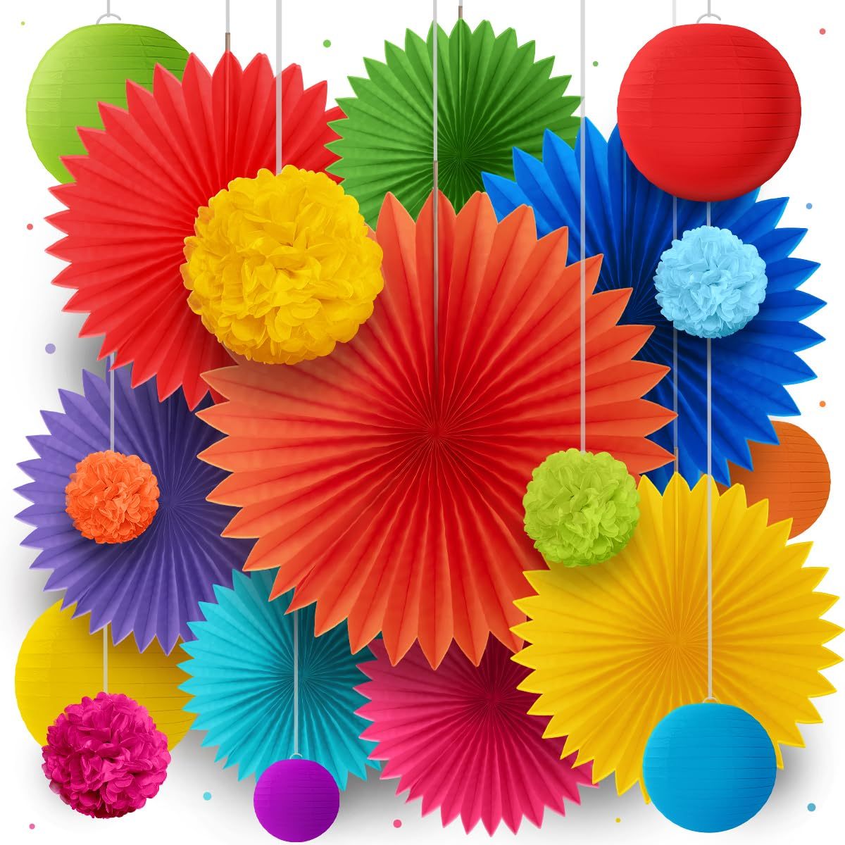 set di ventagli di carta colorata