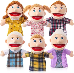2024 bir aile kukla açabilirsiniz ağız karakter kukla peluş kukla dolması hayvan çocuklar için - Product Image 1