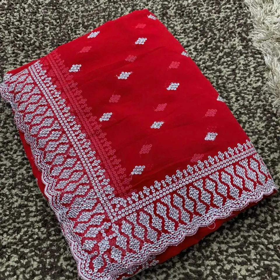FULPARI indien Designer saree lourd broderie travail Georgette saree avec couleur attrayante et chemisier pour dames vêtements de fête Sare