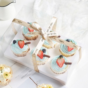 Toptan özel temizle Cupcake kutuları üst şeffaf Cupcake kutuları 6 8 12 13 delik şeffaf kek kağıt bardaklar kutu konteynerler