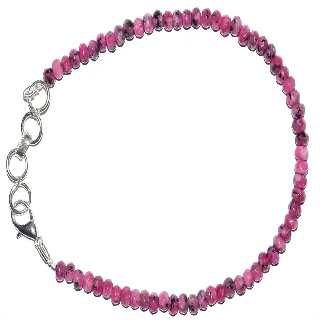 925 in argento Sterling Super genuino rosa giada pietre preziose bracciale regolabile 9 "filo naturale gioiellieri per gli uomini e le donne