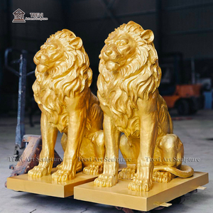 TREVI รูปปั้นสิงโตทองสัมฤทธิ์ดีไซน์ขนาดชีวิตคู่สำหรับตกแต่งสวนกลางแจ้ง - Product Image 2