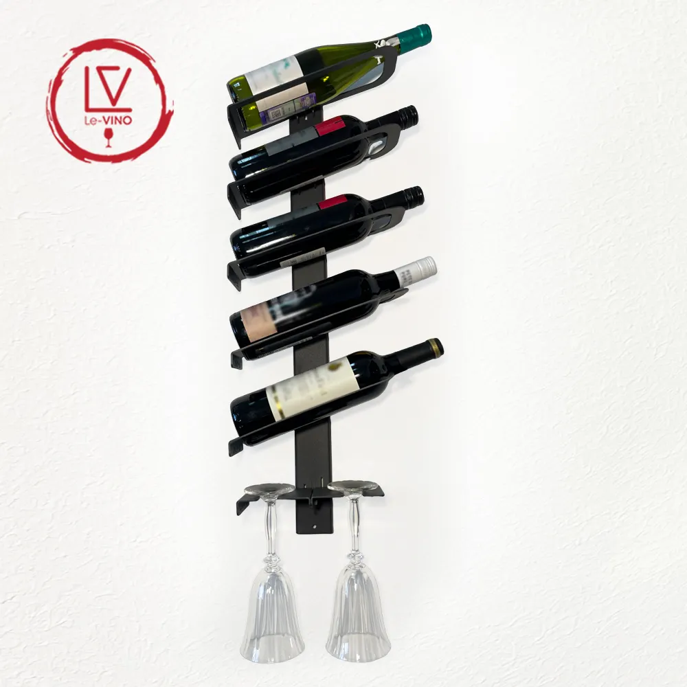 Wein regal Flaschen ablage mit Weinglas halter Le-VINO dekorative Bar Regal Wand halterung richtige Weinlagerung 6 Regale