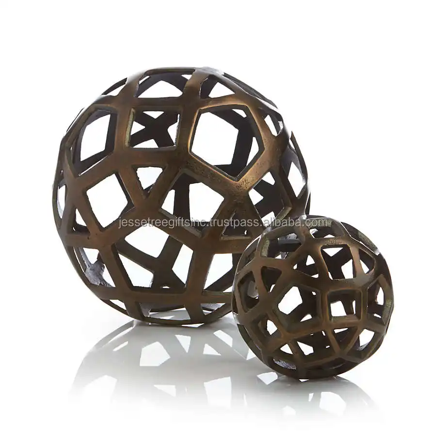 Geo Balls Metalls kulptur mit Kupfer Finishing Runde Form Premium-Qualität für Home Decoration Set von 2 Großhandels preis