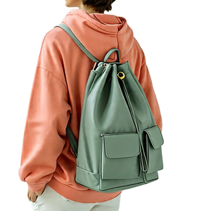 Drawstring Mochila Sports Leather Bag Com Compartimento De Sapatos Impermeável Desenhar <span class=keywords><strong>String</strong></span> Back Bag Homens Mulheres