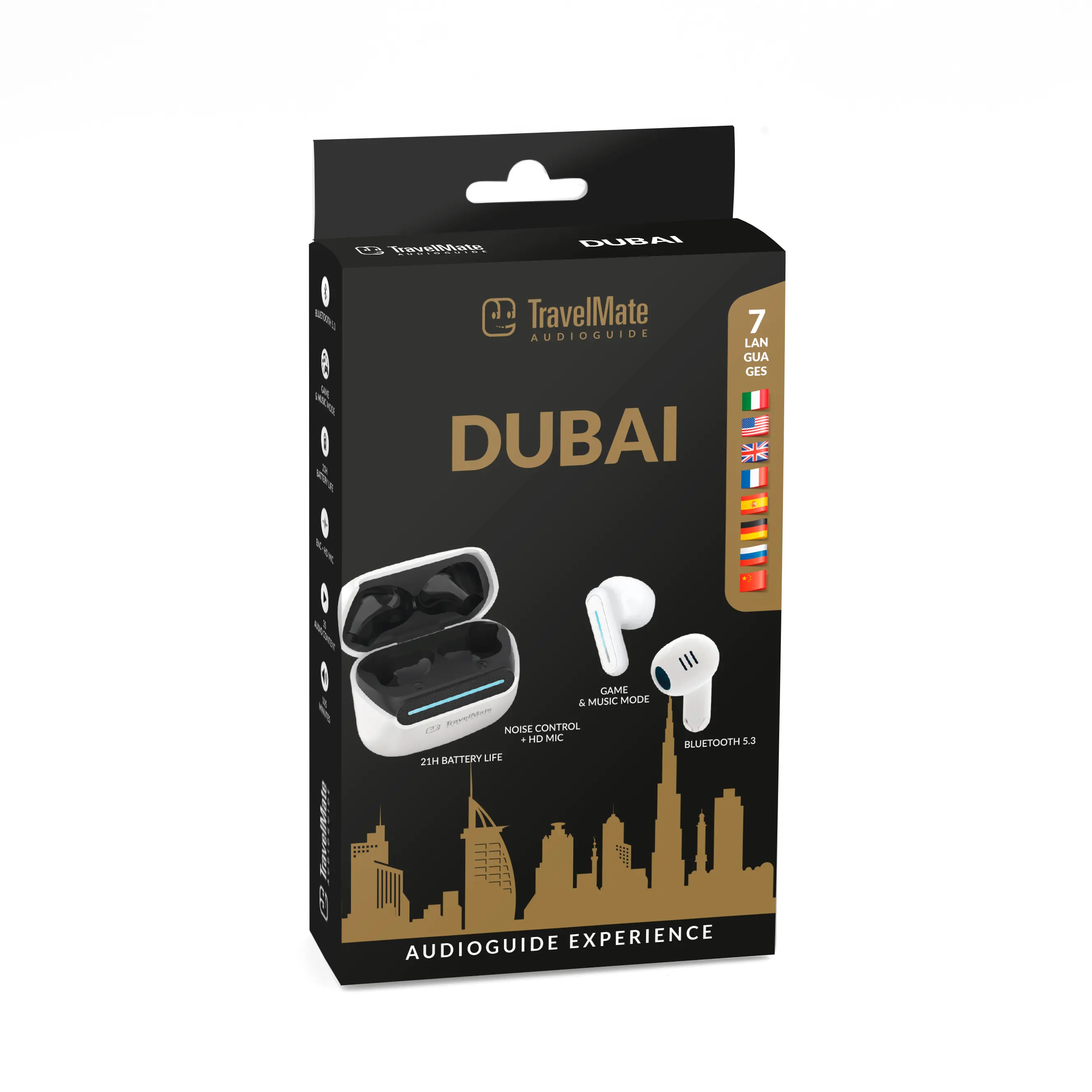 Aplicación de auriculares inalámbricos de viaje de Dubái al por mayor con 20 contenidos de audio, incluida la guía Burj Khalifa para instalaciones de alojamiento