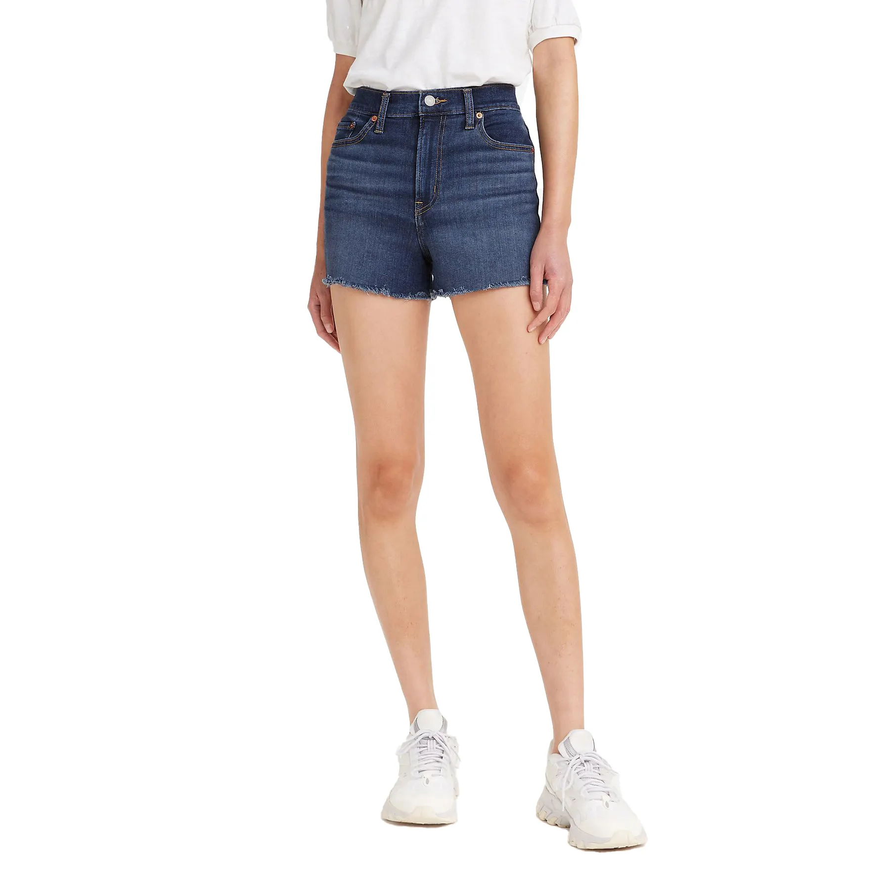 Shorts jeans femininos de cintura alta, shorts rasgados com bainha ácida, calças curtas de moletom, calças curtas de moletom com bainha lisa