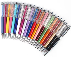 Custom Logo Colorful Ballpoint Pen with Diamond <strong>Cheap</strong> Plastic Crystallized 1.0mm <strong>Writing</strong> Width for Gifts - Product Image 1