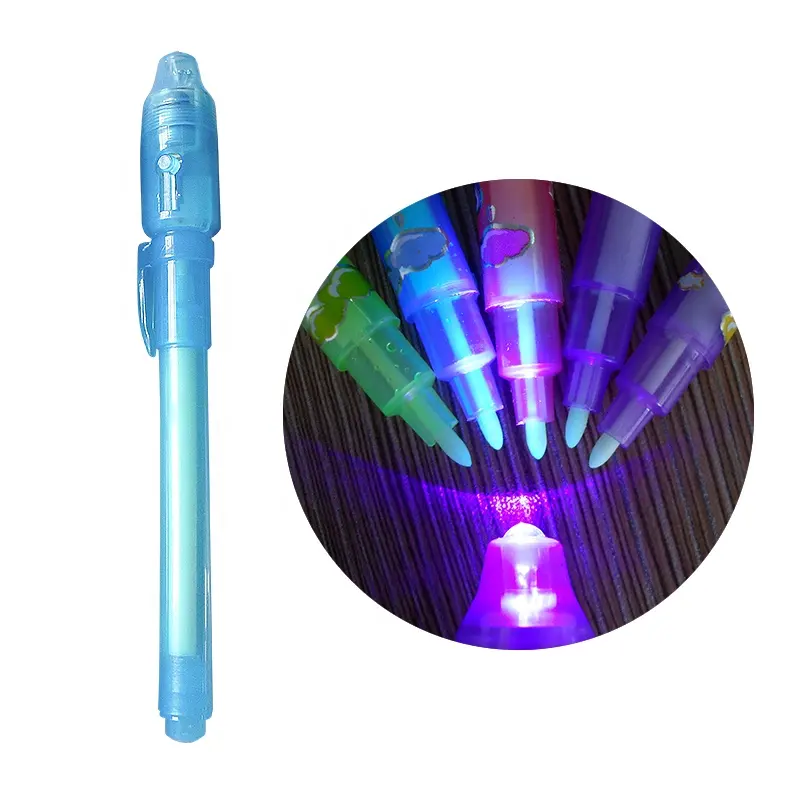 Görünmez mürekkep kalıcı İşaretleyiciler kawaii kalemler casus ninja CH0813 çoklu kullanım kalem renkli görünmez mürekkep gizli kalem ile UV ışık