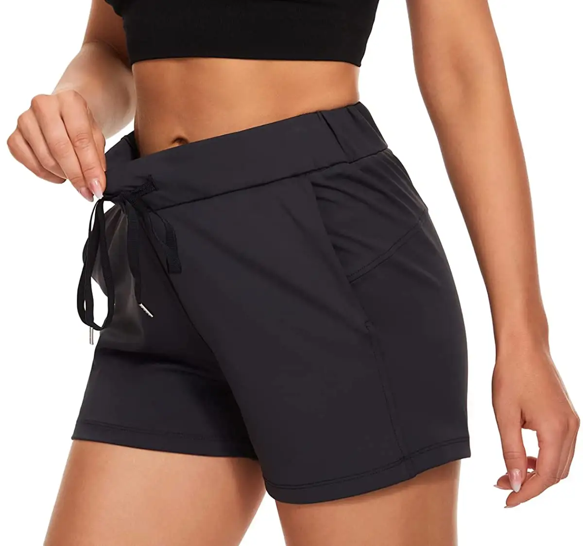 Shorts femininos casuais de verão para mulheres, shorts esportivos de algodão, fitness, yoga, shorts listrados justos