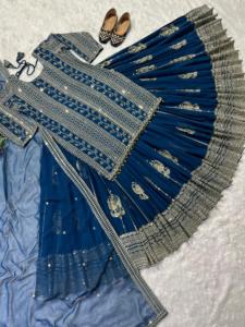 伝統的なエスニックインドのGeorgette LehengaセットトップとDupatta <span class=keywords><strong>2025</strong></span>サマーコレクション刺繍作品フルステッチ