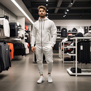 <span class=keywords><strong>2025</strong></span> fermuar eşofman erkek yüksek kalite Jogger Fitness giysileri Jogger iki parçalı Set erkekler beyaz polar eşofman Mens