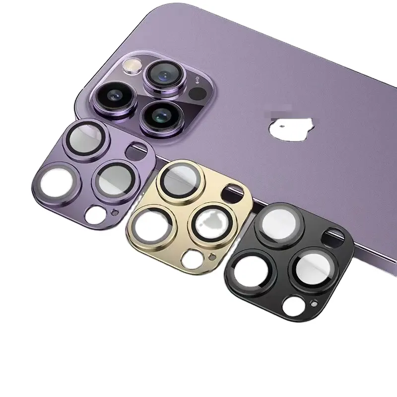 IPhone 14 için zırh Pro Max kamera Lens koruyucu kılıf Metal kamera Lens koruyucu Film iPhone 15 13 Pro Max cep lensler