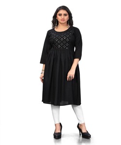 <strong>Designer</strong> <strong>Kurta</strong> With Embroidery Work Regular Sleeve Boat <strong>Neck</strong> New <strong>Designer</strong> Lowest Price ,market Surat Gujrat Ethnic Garment Apparel - Product Image 5