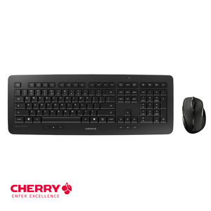 Teclado de oficina inalámbrico original CHERRY DW 5100 negro y ratón ergonómico combinado con 2,4 GHz RF Plug & Play con pilas - Product Image 1