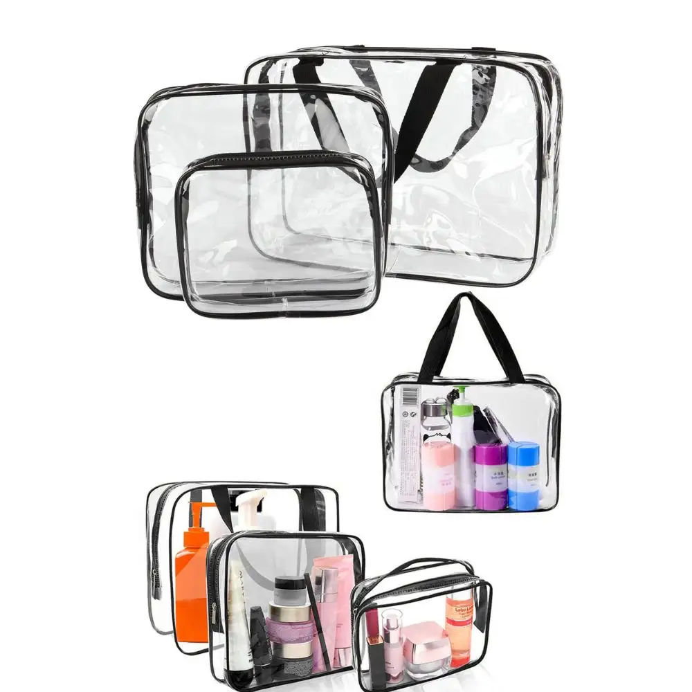 Fashion Travel Transparent PVC T Cosmetic, Holiday, Beach Make-up Care Bag Set Bag Waterproof Beach Bag Clear Make Up Pouch With