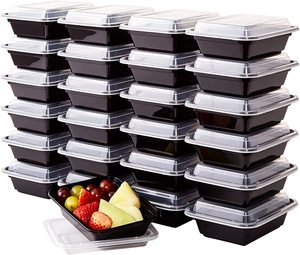 Wieder verwendbare mikrowellen geeignete Lebensmittel portion behälter aus Kunststoff mit Deckel 12 OZ Rechteckiger Vorrats behälter für Lebensmittel - Product Image 1