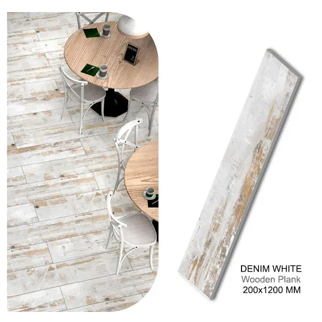 Luxuriöses Design Holzstreifen 200 × 1200 mm Porzellanplatte Holzbodenfliesen dekorative Holzplankenfliesen für Wände und Boden