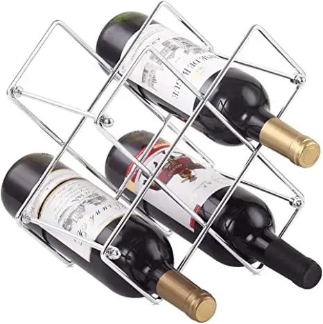 Suporte de garrafa de vinho, porta-balcão para armazenamento de vinho, cozinha e tabletop, prateleira de metal para vinho, acessórios de bar